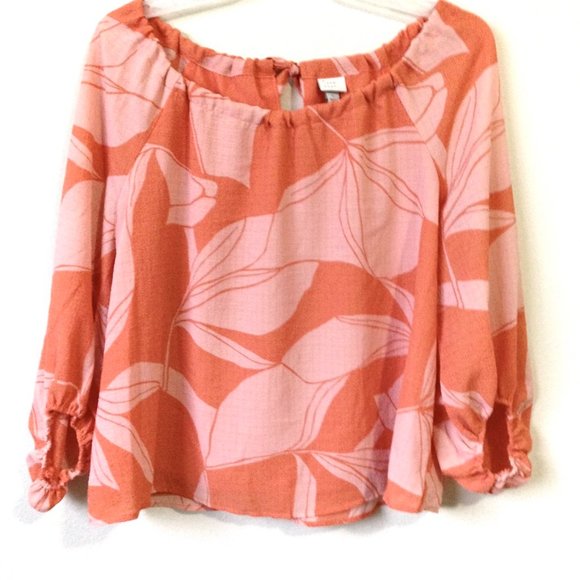 A NEW DAY-Orange Floral Chiffon Muse Blouse - Picture 2 of 10